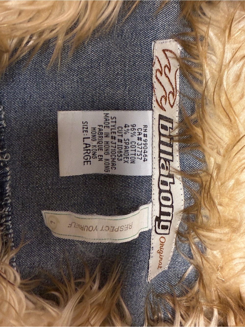 Vintage Billabong Dark Blue Denim Jacket with Faux Fur Trim - Picture 5 of 5